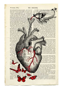 Anatomical Heart with Wine and Butterflies