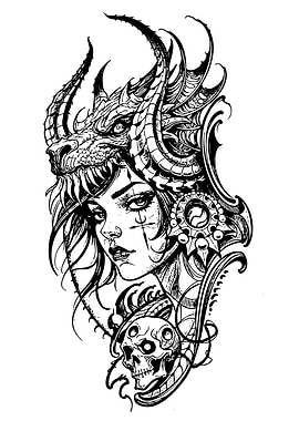 Dragon Queen Tattoo Style Illustration