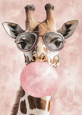 Giraffe with Bubble Gum