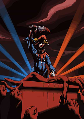 Bloody Jester with Guillotine Balatro