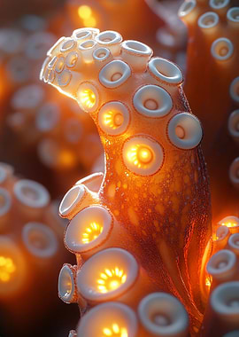Glowing Octopus Tentacles Close-Up