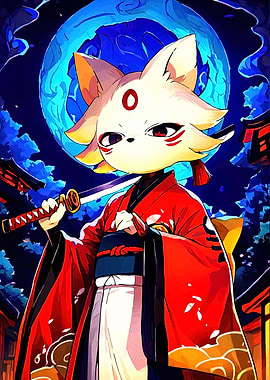 Anime Fox Spirit with Katana