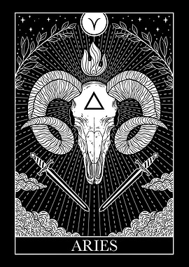 Aries Zodiac Sign Tarot card Illustration