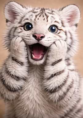 Adorable White Tiger Cub Portrait