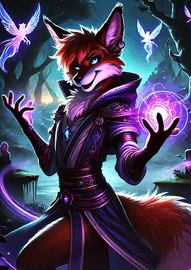 Fox Mage with Magic Orb