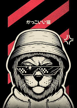 Cool Cat with Pixel Sunglasses