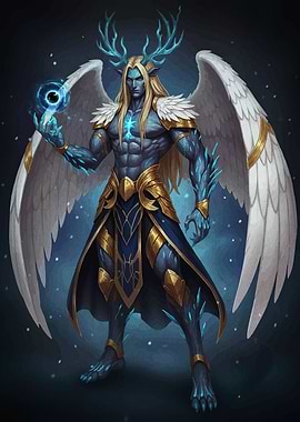 Winged Elf Warrior with Magic Orb