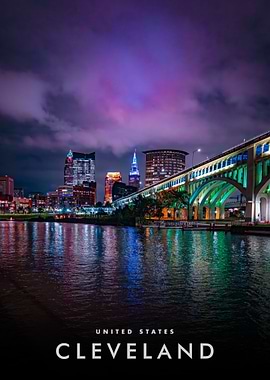 Cleveland Ohio Skyline at Night