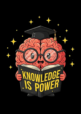 Brain with Graduation Cap Reading Book