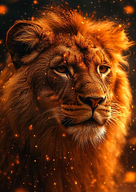 Majestic Lion Portrait with Golden Hues