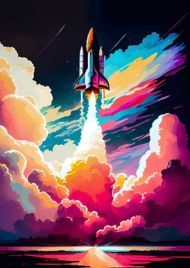 Colorful Space Shuttle Launch