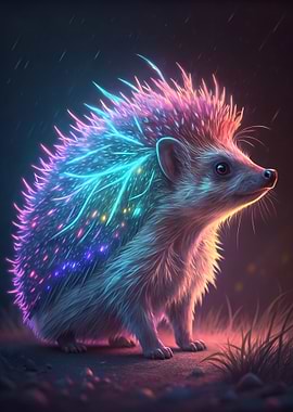 Neon Hedgehog Portrait
