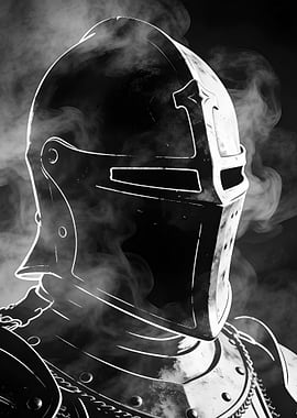 Monochrome Knight in Smoke