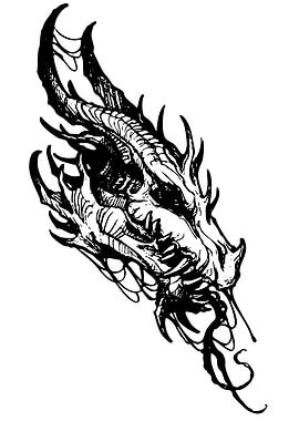 Dragon Head Black and White Sketch