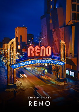 Reno Nevada Welcome Sign at Night