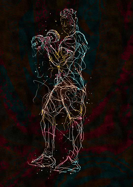 Abstract Line Art: Weightlifting Figure