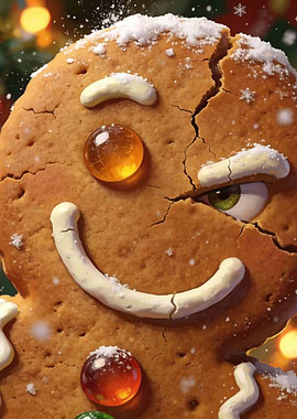 Cracked Gingerbread Man with Mischievous Eye
