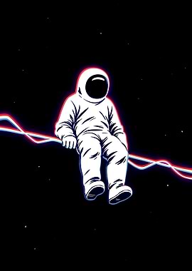 Neon Astronaut Space Glitch
