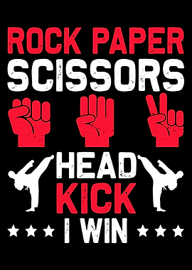 Rock Paper Scissors Head Kick Poster Martial Arts Wall Art Funny Fighter Print