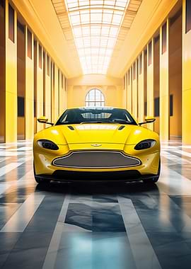 Yellow Aston Martin Car art