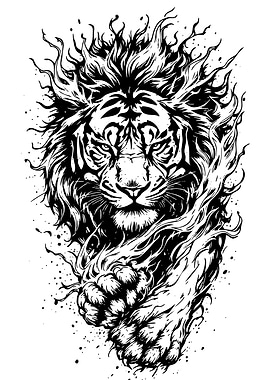 Monochrome Tiger Illustration