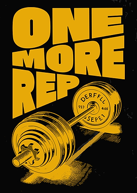 One More Rep Barbell Poster Vintage Gym Wall Art Motivational Fitness Print