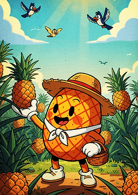 Cartoon Pineapple Character Pineapple Field