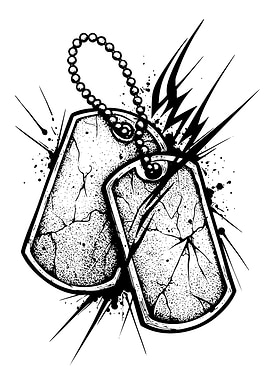 Distressed Military Dog Tags Illustration