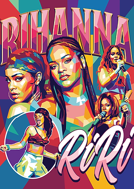 Rihanna Pop Art Portrait Collage