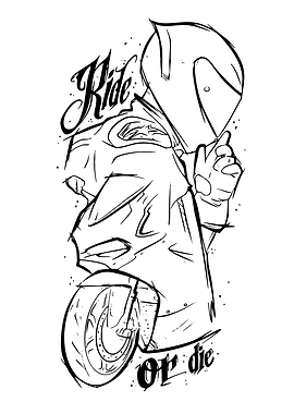 Ride or Die Motorcycle Line Art
