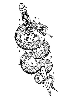 Snake and Dagger Tattoo Design