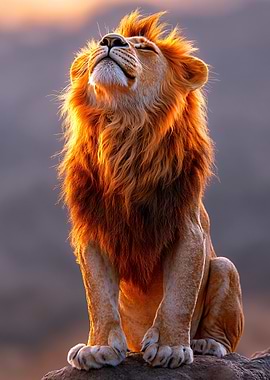 Majestic Lion basking in golden light