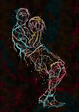 Abstract Basketball Player Line Art