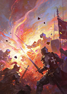 Medieval Battle Scene with Knights