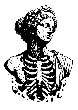 Classical Statue with Skeleton Inside