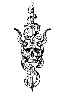 Skull, Snake, and Sword Illustration