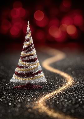 Sparkling Christmas Tree with Golden Path