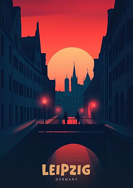 Leipzig, Germany Cityscape at Sunset