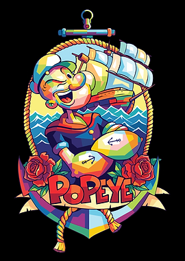 Colorful Popeye the Sailor Illustration
