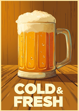Cold and Fresh Beer Mug Illustration