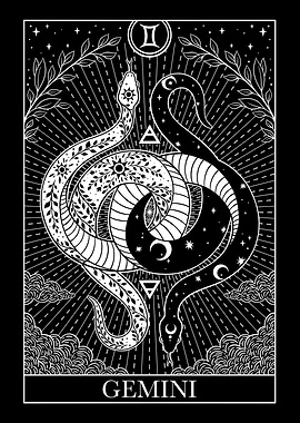 Gemini Zodiac Snake Tarot Card