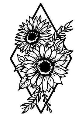 Sunflowers in Diamond Frame