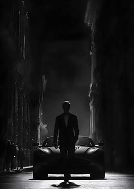 Man in Suit with Sports Car