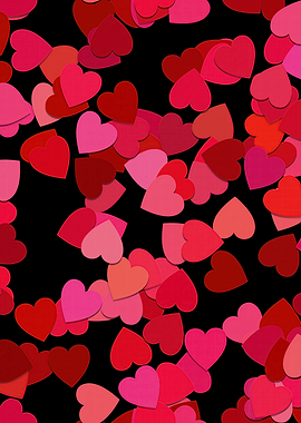 Floating Hearts on Black Background