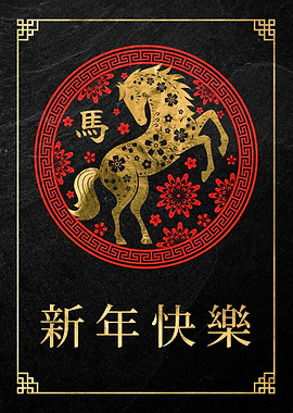 Chinese Lunar New Year 2026 Horse Art
