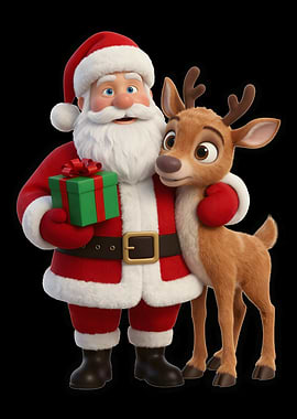 Santa Claus and Rudolph Cartoon