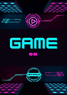 GAME ON Neon Cyberpunk with bold font text