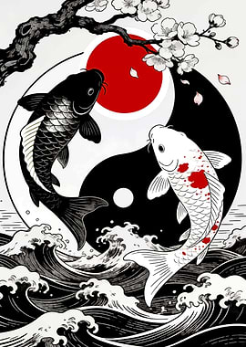 Yin Yang Koi Fish Illustration