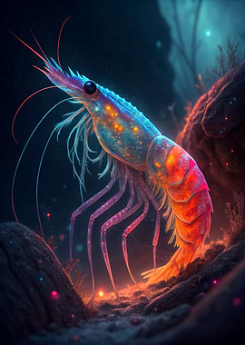 Colorful Shrimp in Deep Sea