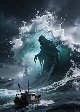 Grim Reaper in Ocean Wave